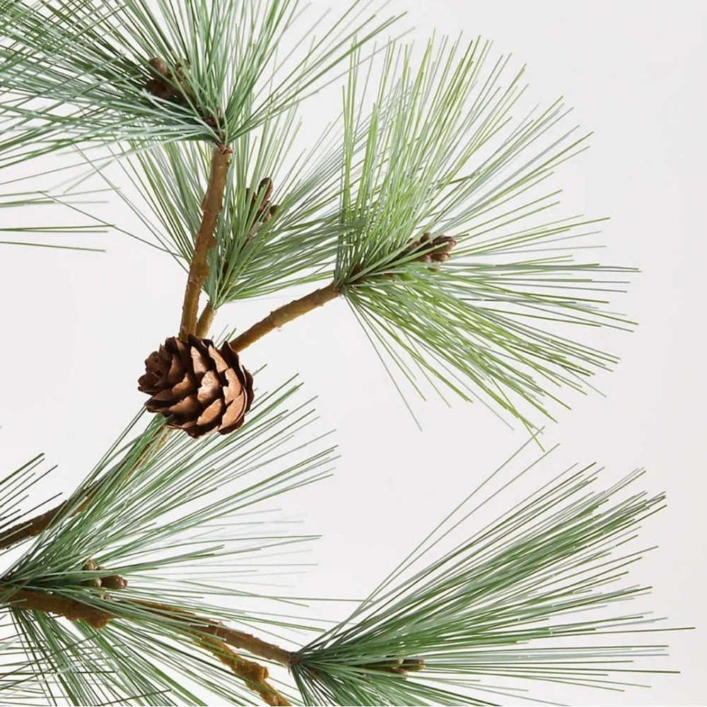 Crate and Barrel Faux Pine Needle Stem with Pinecones